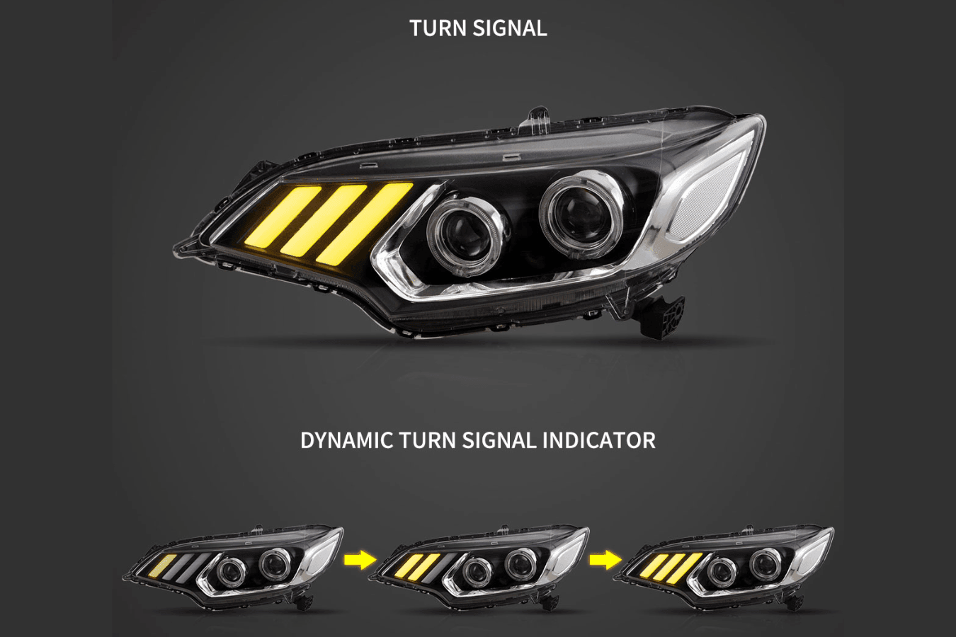 Honda Fit/Jazz 3rd Gen(GK/GH/GP) Black Demon Eyes Dual Beam Projector [Mustang Style] Headlights (2015 - 2020)
