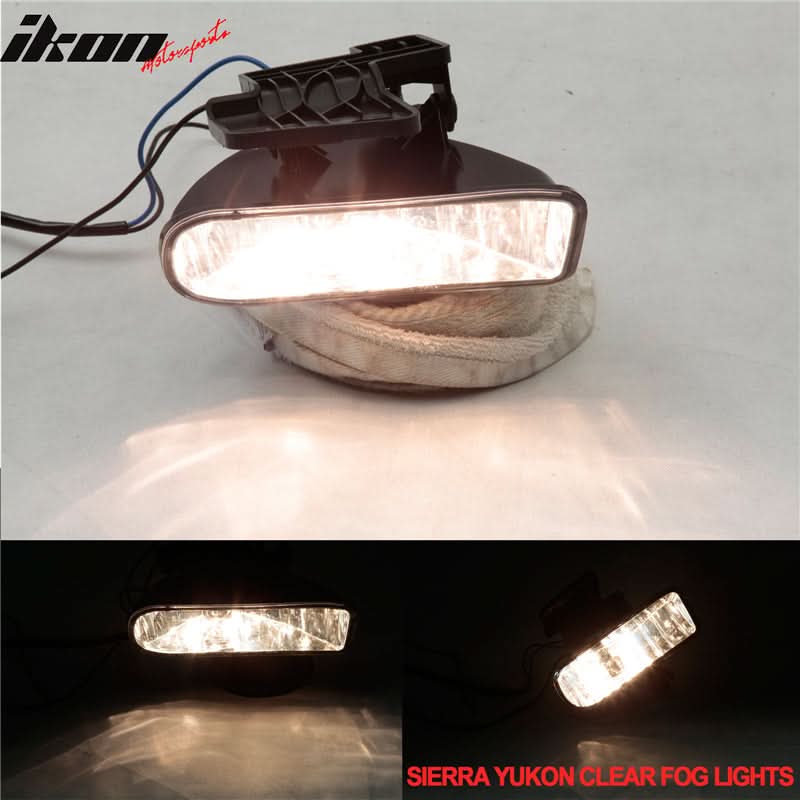 Fits Yukon Xl Sierra Clear Fog Lights+Bulbs+Wiring Kit Switch Harness