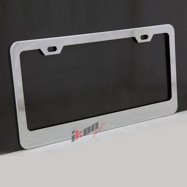 2PC Chrome Steel License Plate Frame + Screw Cap Car Truck Van SUV