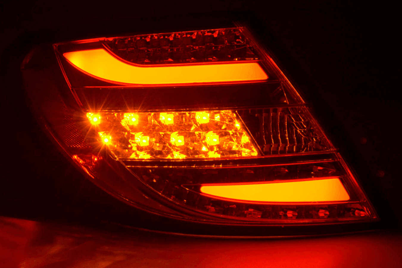 Mercedes Benz C-Class (204) Chrome Clear LED Taillights Set (2012-2014)