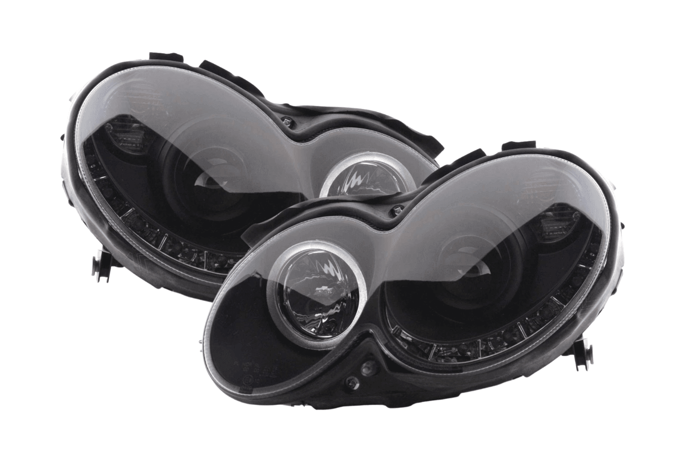 Mercedes Benz CLK (209) Black LED Headlights with Daytime Running Lights (2004-2009)