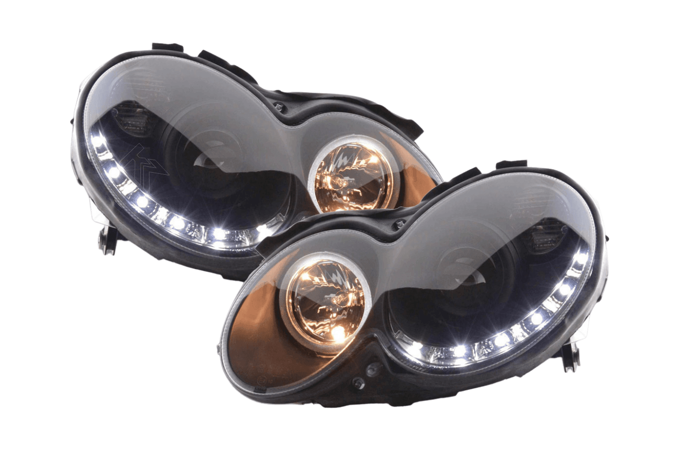 Mercedes Benz CLK (209) Black LED Headlights with Daytime Running Lights (2004-2009)