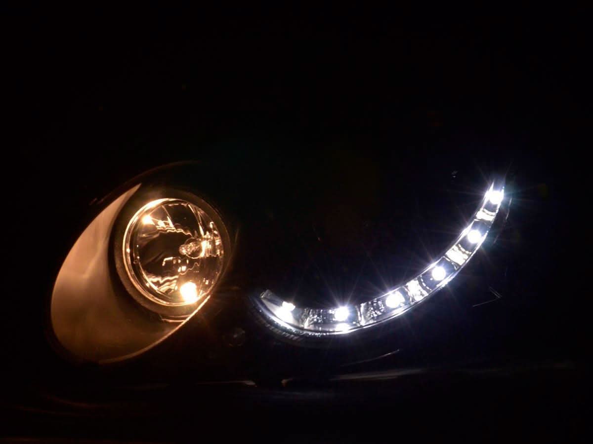 Mercedes Benz CLK (209) Black LED Headlights with Daytime Running Lights (2004-2009)