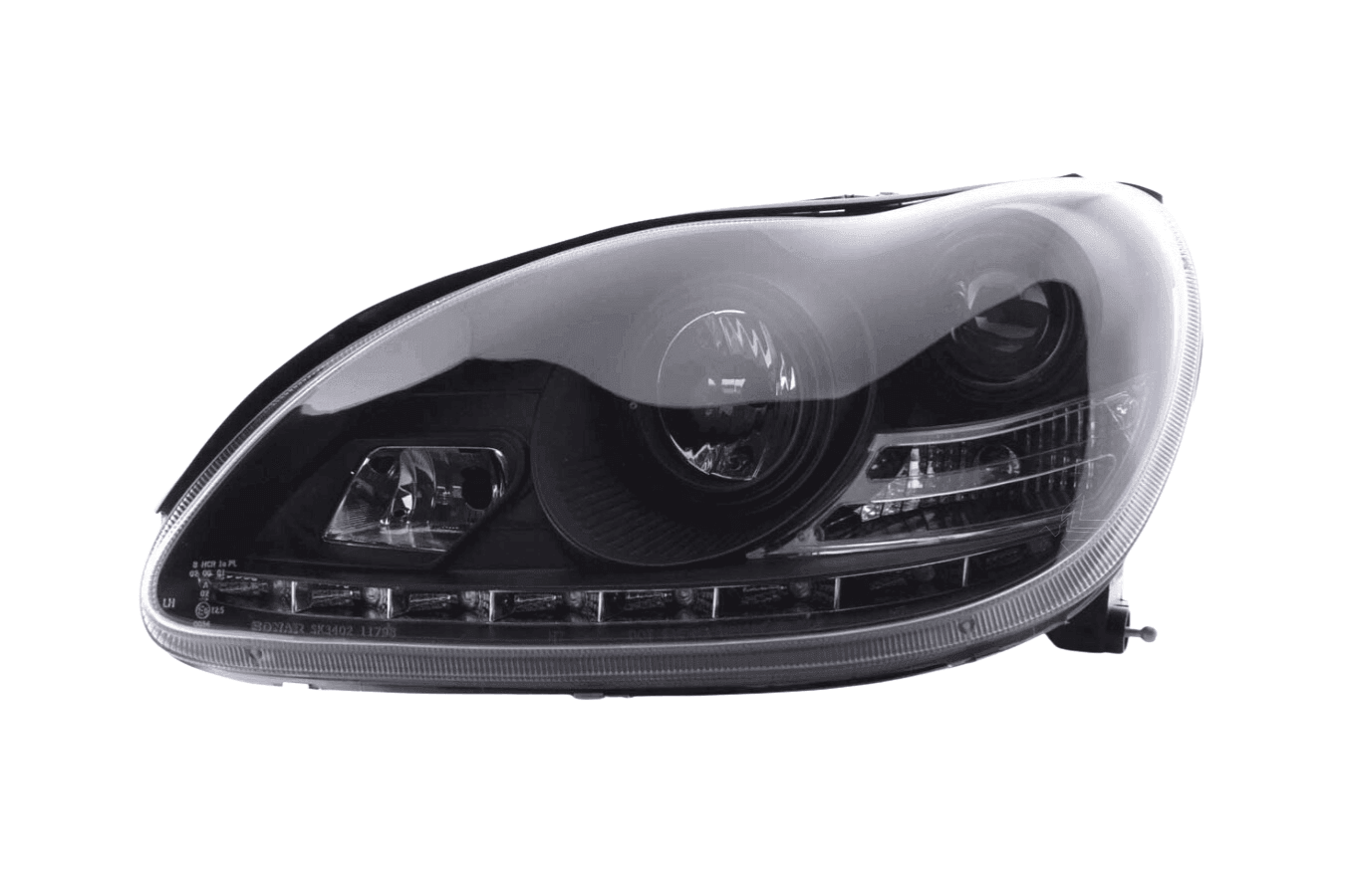 Mercedes Benz S-Class (220) Black LED Headlights with Daytime Running Lights (1998 - 2005)