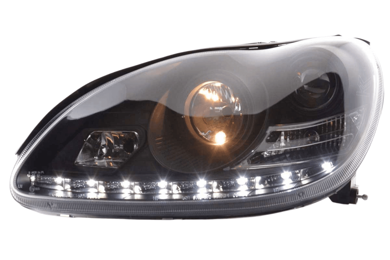Mercedes Benz S-Class (220) Black LED Headlights with Daytime Running Lights (1998 - 2005)