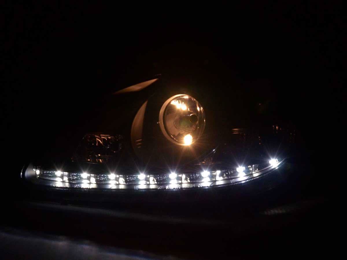 Mercedes Benz S-Class (220) Black LED Headlights with Daytime Running Lights (1998 - 2005)