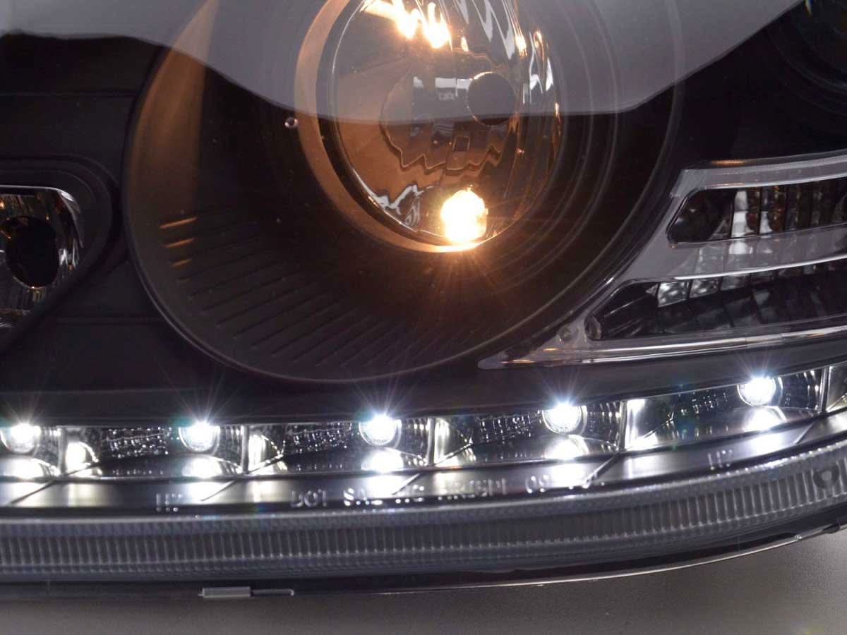 Mercedes Benz S-Class (220) Black LED Headlights with Daytime Running Lights (1998 - 2005)