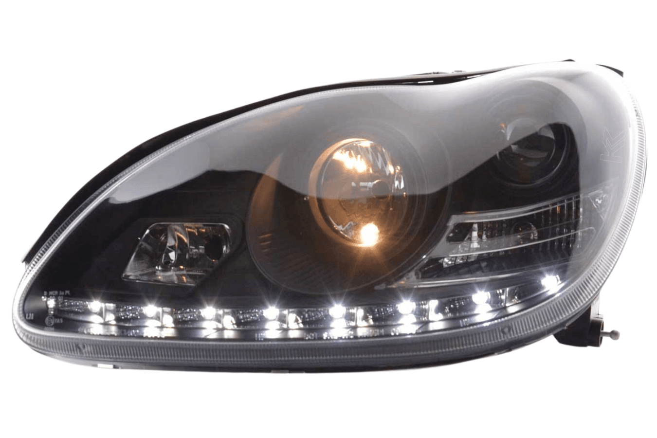 Mercedes Benz S-Class (220) Black LED Headlights with Daytime Running Lights (2002-2005)