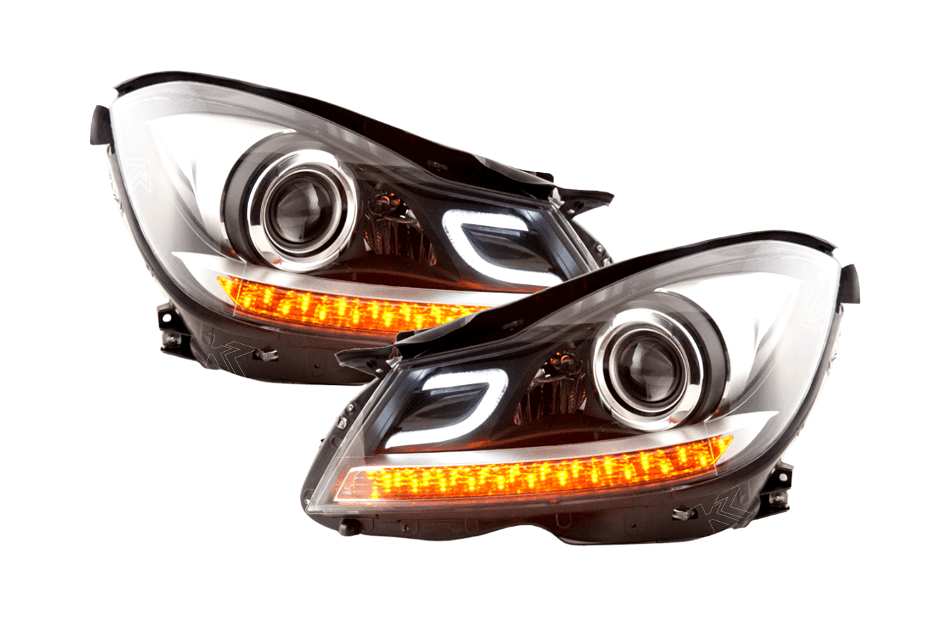Mercedes W204 C-Class Black LED Headlights with DRL (2011 - 2014)