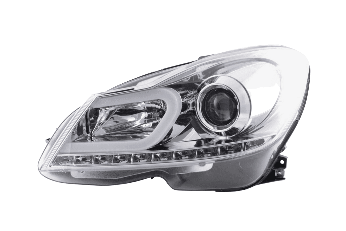 Mercedes W204 C-Class Chrome LED Headlights with DRL (2011 - 2014)