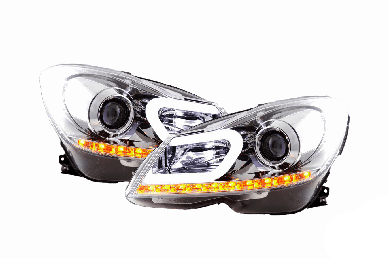 Mercedes W204 C-Class Chrome LED Headlights with DRL (2011 - 2014)