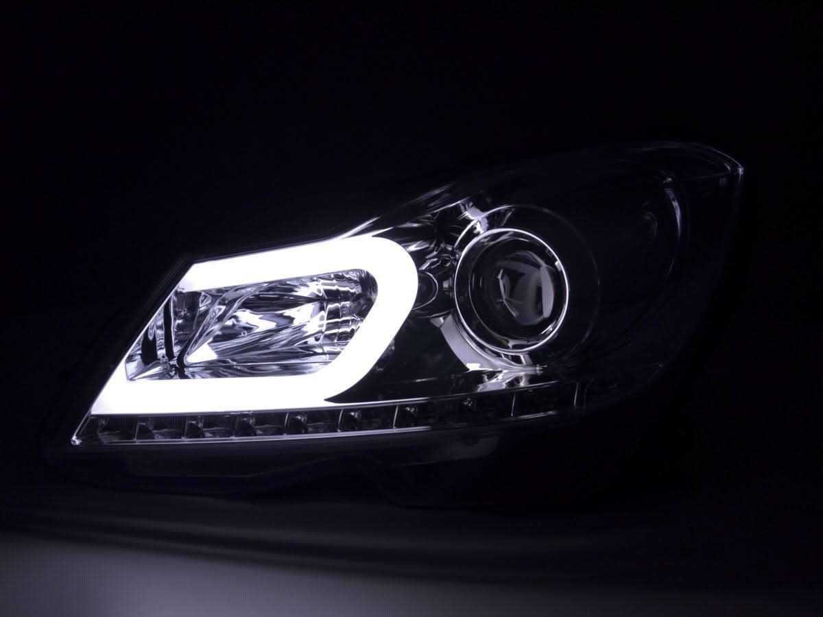 Mercedes W204 C-Class Chrome LED Headlights with DRL (2011 - 2014)