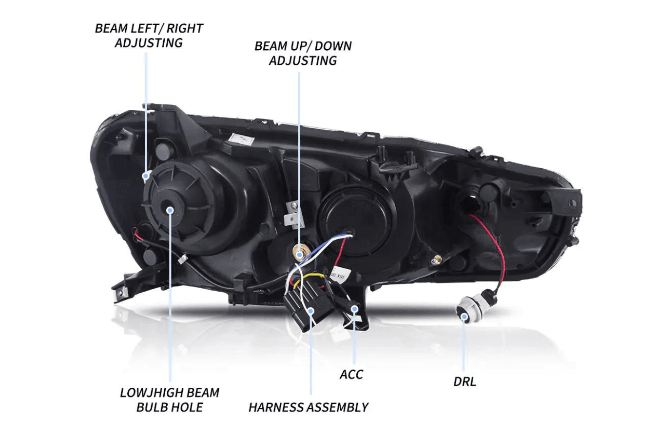 Mitsubishi Lancer Evo X GSR 10th Gen (CZ4A) Demon Eyes Dual Beam Projector Headlights (2008-2017)