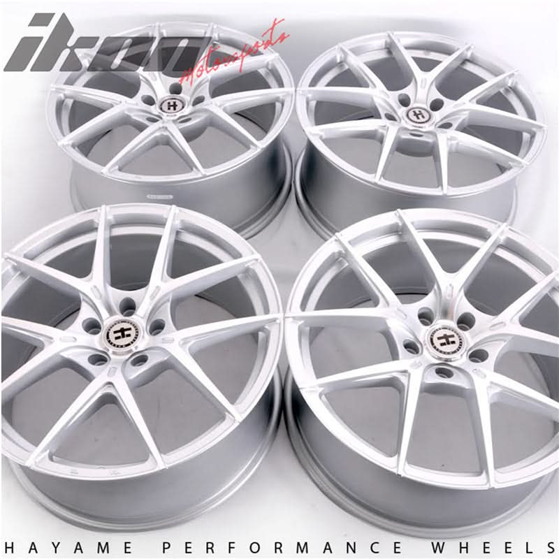 19x9.5 Hayame Wheel Rims Machine Face Silver Lip 5x120 Squared x4
