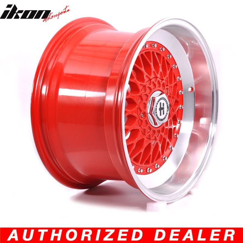 17in Hayame Red Face Red Machine Lip Chrome Rivets Wheel Rims