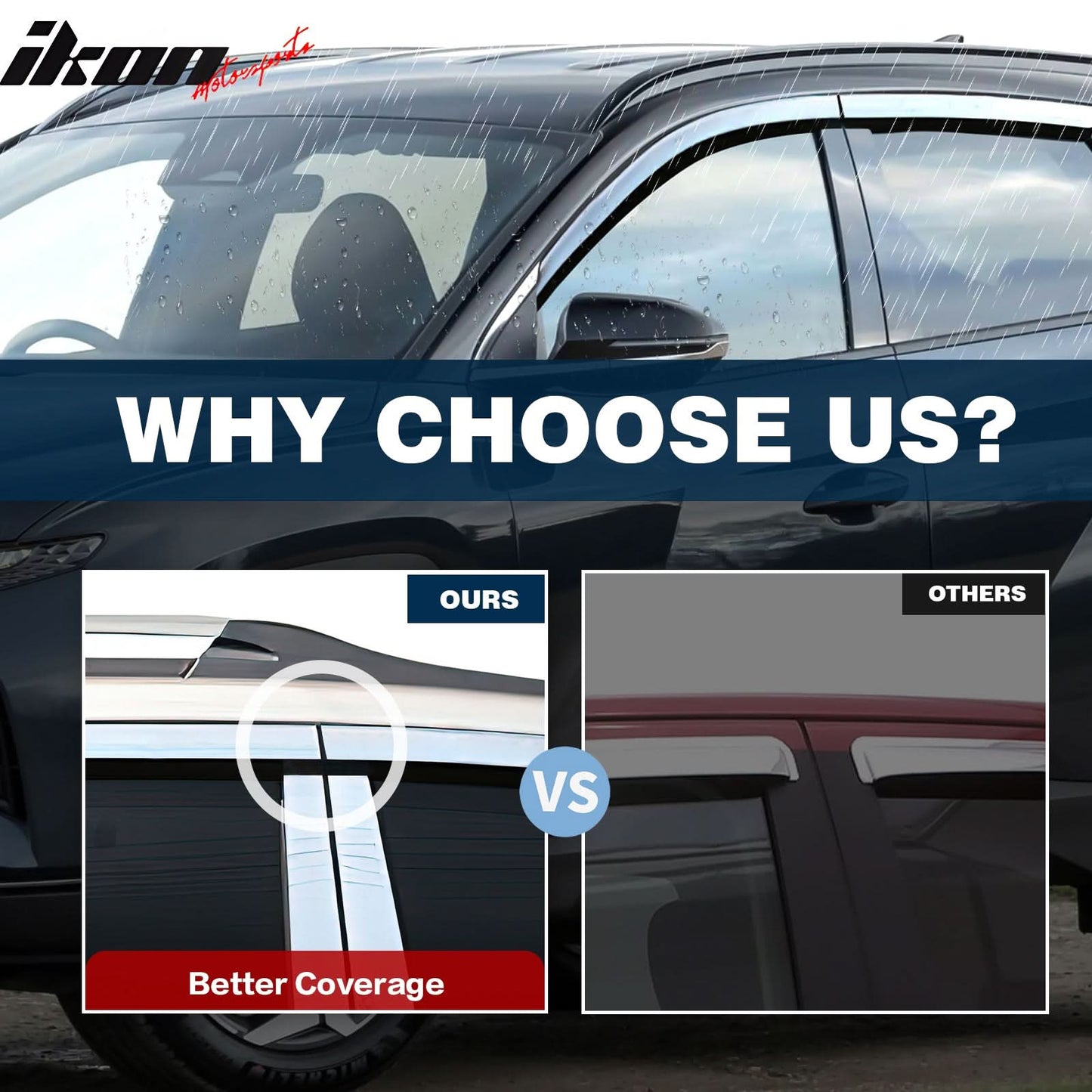 2014-2018 Kia Forte 4DR Window Visor ABS Chrome Sun Rain Guard 4PC