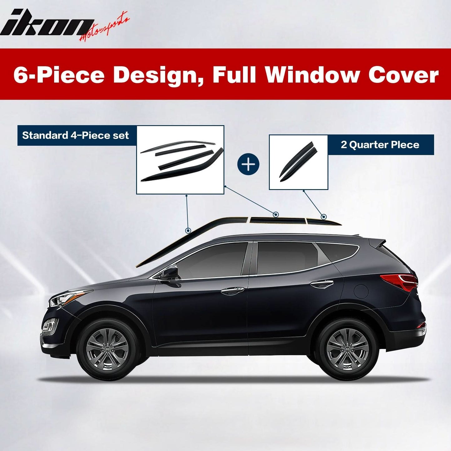 2007-2011 Honda CR-V Window Visor ABS Chrome Rain Guard 6PC Deflector
