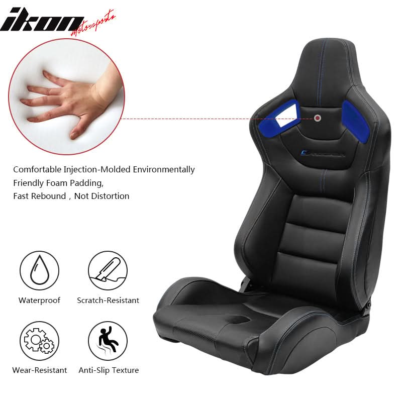 Universal Color Bezel Racing Seat Dual Slider PU Carbon Leather