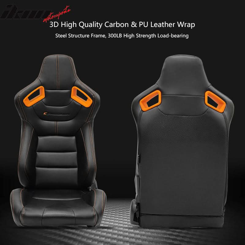 Universal Color Bezel Racing Seat Dual Slider PU Carbon Leather