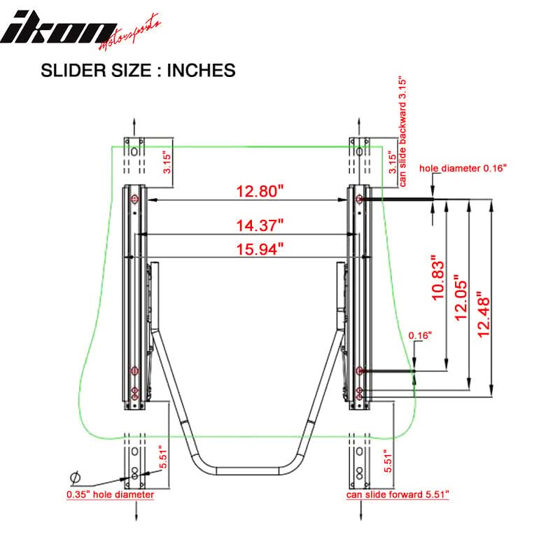 Universal Reclinable Right Passenger Side Racing Seat Dual Slider