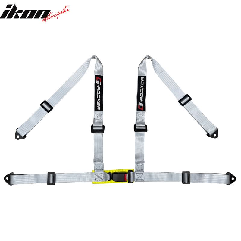 Universal Gray 4 Point Buckle Racing Seat Belt Harness Nylon