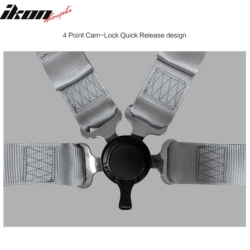 Universal 4 Point Cam-Lock Gray Racing Harness Seat Belt Nylon