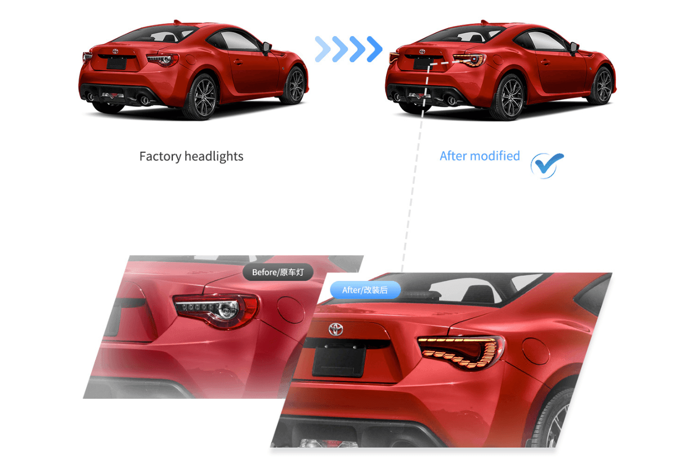 Scion FR-S Subaru BRZ Toyota 86 GT86 FT86 GTS Style LED Tail Lights (2012-2020)