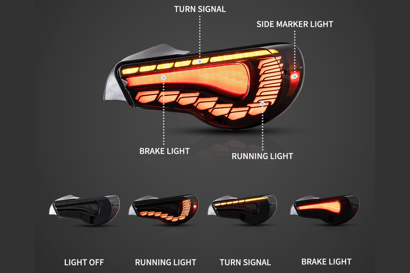 Scion FR-S Subaru BRZ Toyota 86 GT86 FT86 GTS Style LED Tail Lights (2012-2020)
