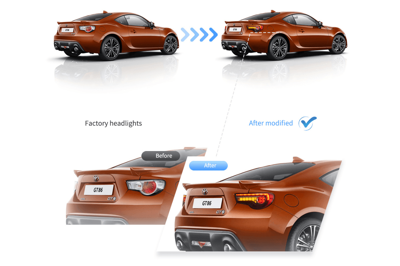 Scion FR-S Subaru BRZ Toyota GT86 1st Gen (ZN6/ZC6) LED Tail Lights Upgrade (2012-2021)