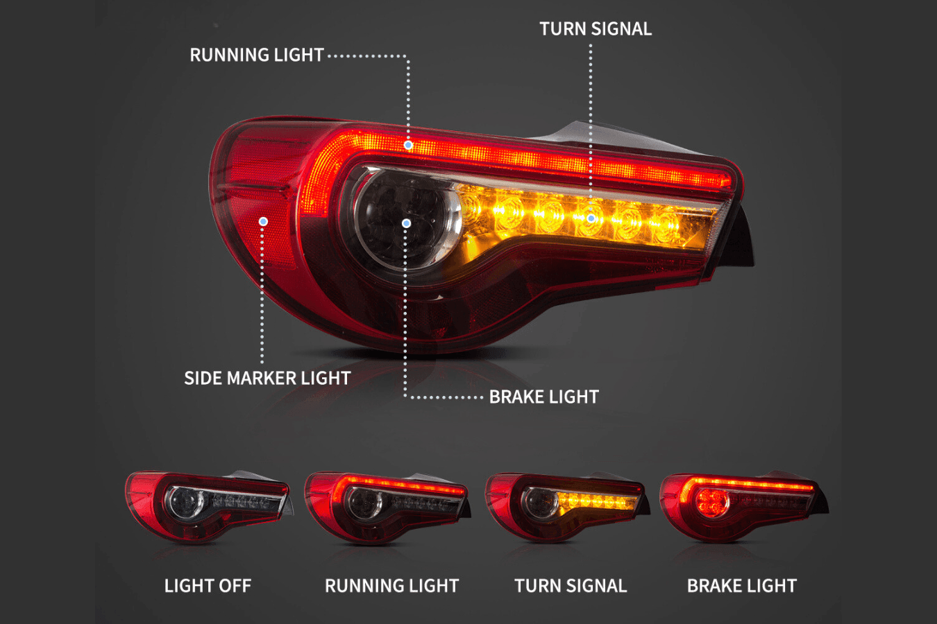 Scion FR-S Subaru BRZ Toyota GT86 1st Gen (ZN6/ZC6) LED Tail Lights Upgrade (2012-2021)