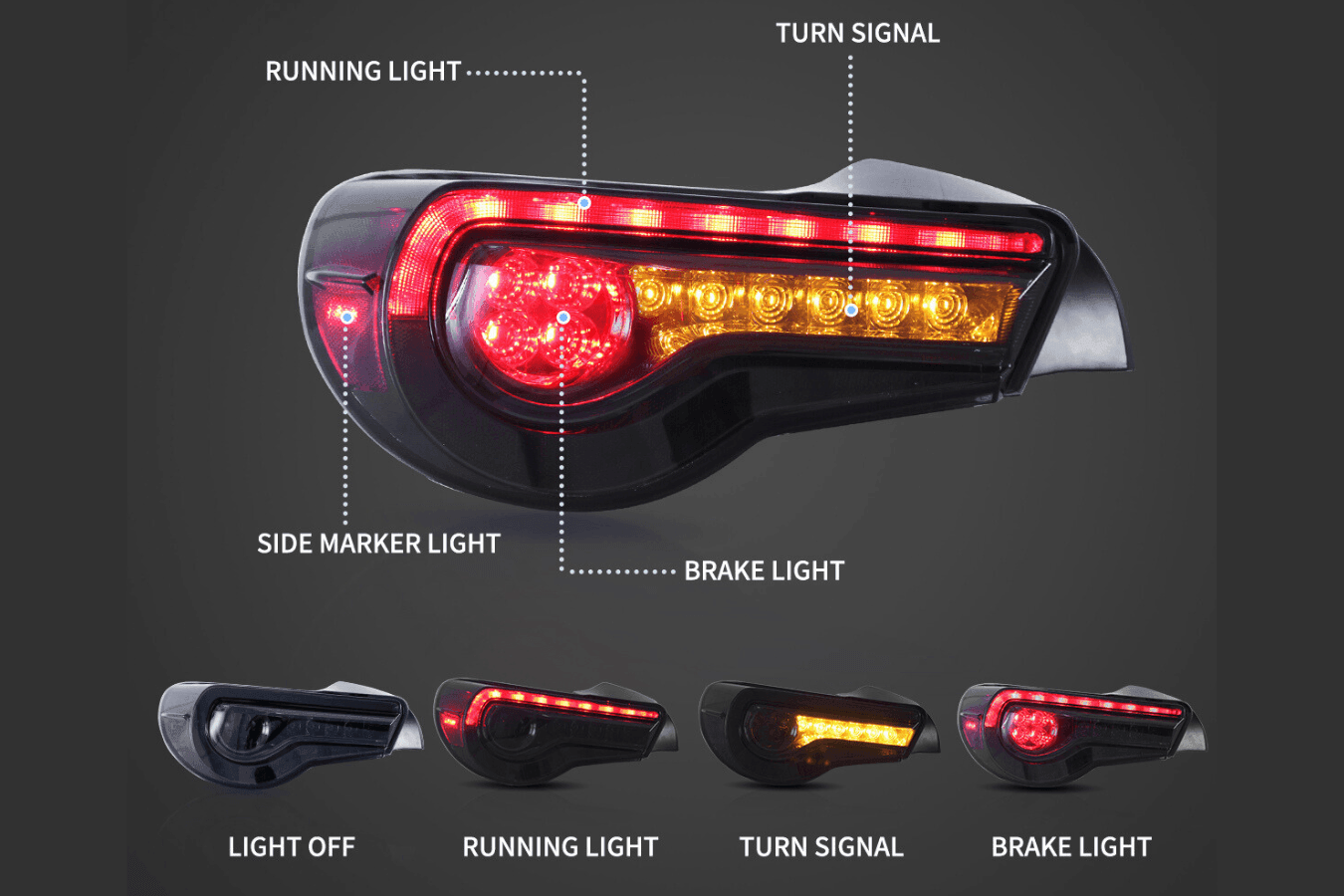 Scion FR-S Subaru BRZ Toyota GT86 1st Gen (ZN6/ZC6) LED Tail Lights Upgrade (2012-2021)