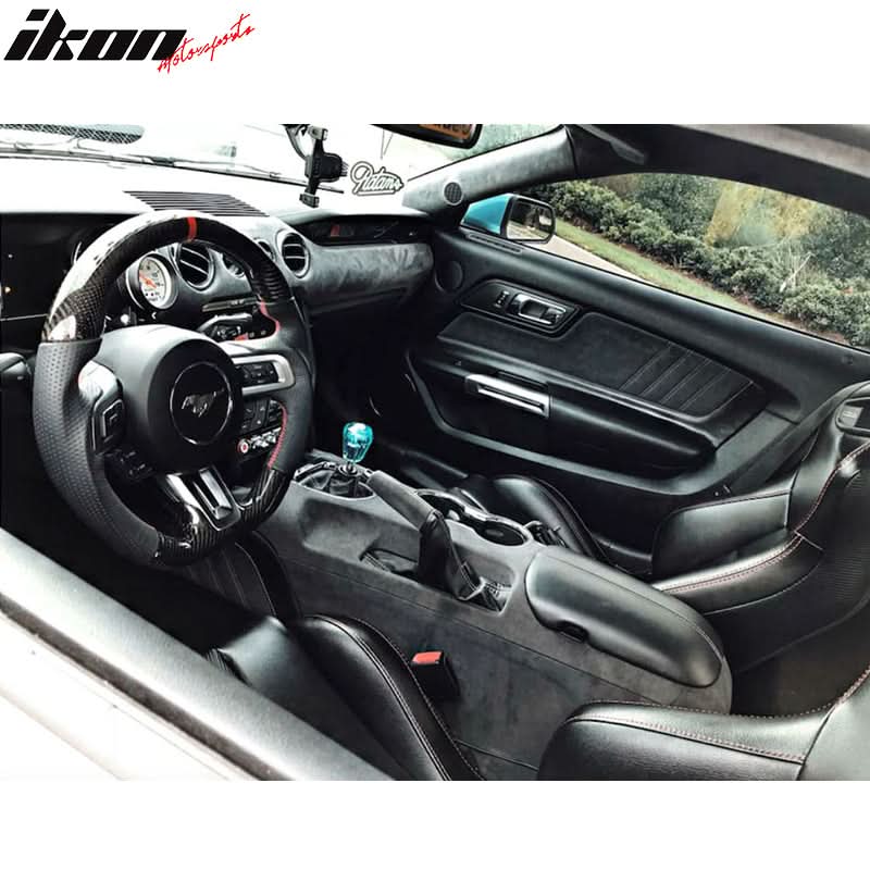 2015-2017 Mustang V4 Matte Steering Wheel Red Ring CF Real Leather