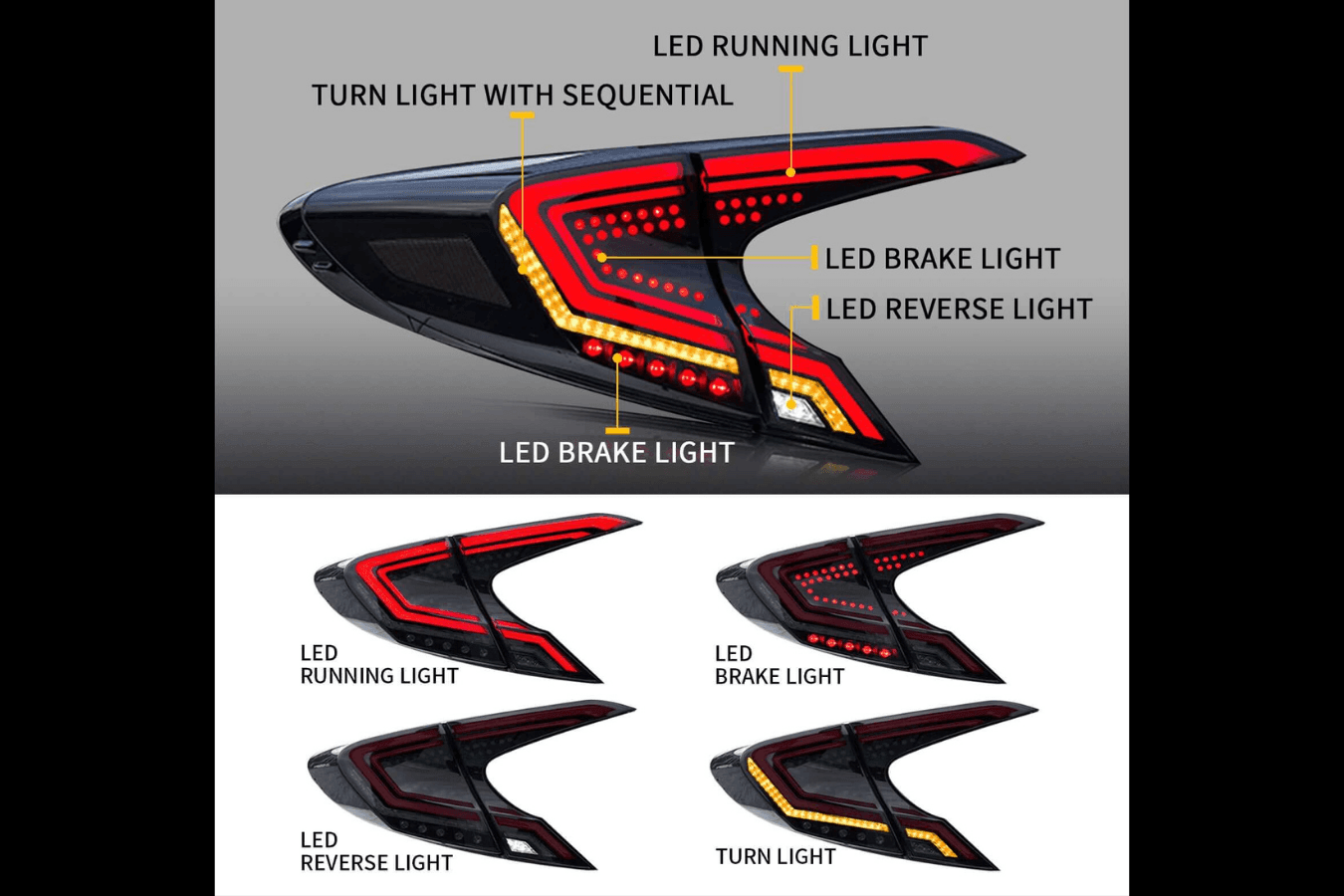 Toyota CHR / C-HR Smoked Full LED Tail Lights (2018-2020)