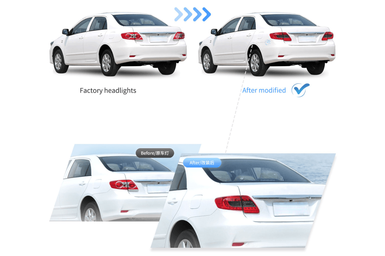 Toyota Corolla 10th Gen (E140 Wide-Body) Facelift LED Tail Lights (2011 - 2013)