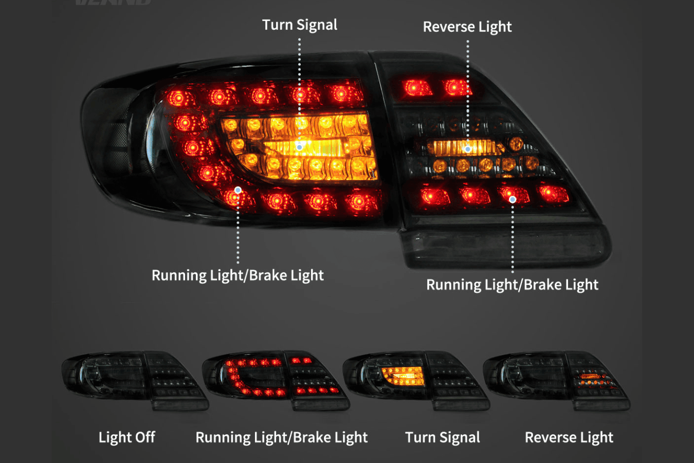 Toyota Corolla 10th Gen (E140 Wide-Body) Facelift LED Tail Lights (2011 - 2013)