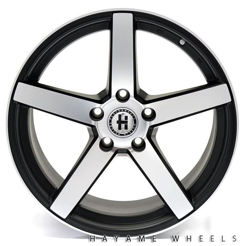 19x8.5 19x9.5 Satin Black Hayame Wheel Rims Machined Face Staggered