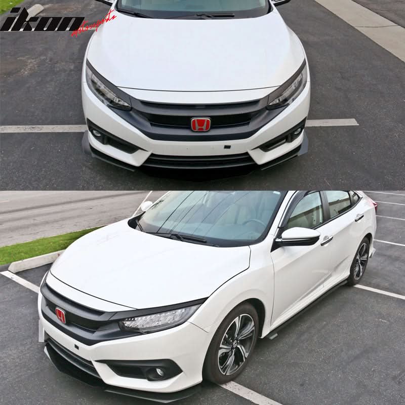 2016-2018Â Honda Civic Sedan IKON Front Rear Bumper Lip Side Skirts