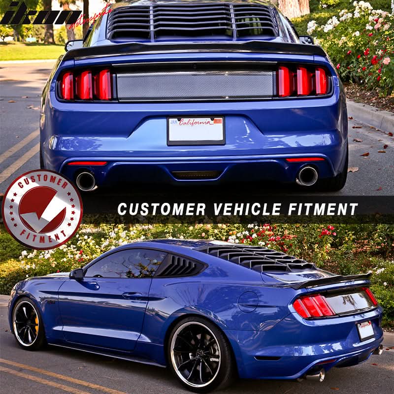 2015-2023Â Ford Mustang IKON Black Rear Window Louver Side Louvers ABS