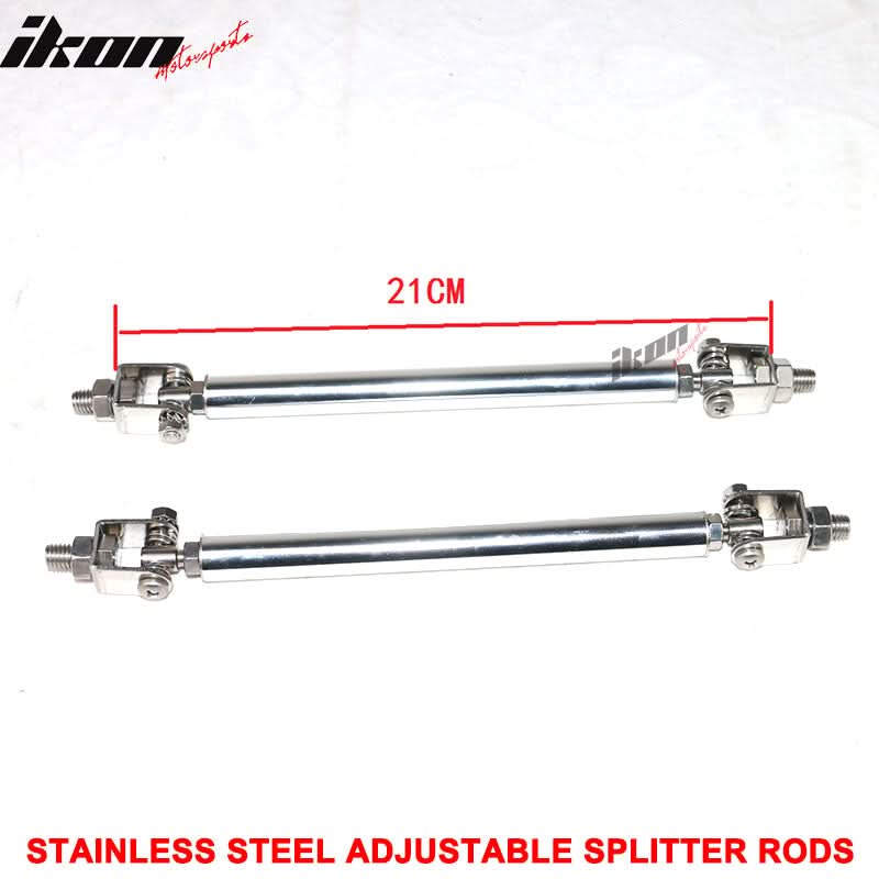 Universal 2PC 8-10.6" Front Bumper Splitter Strut Rods Stainless Steel