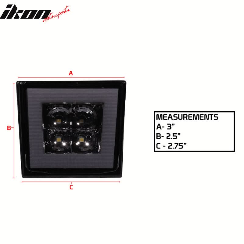 Universa Square Smoke LED Rear Tail Third 3RD Brake Lights