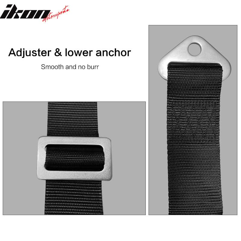 Universal Red Plaid Racing Seat Dual Slider Cam-lock Belt PU Carbon