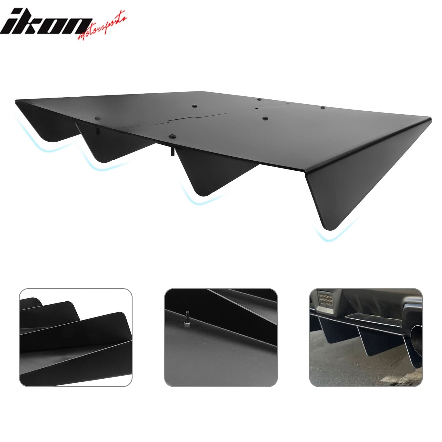 Universal Unpainted 22x20" Rear Bumper Lip Diffuser Assembly Cover ABS