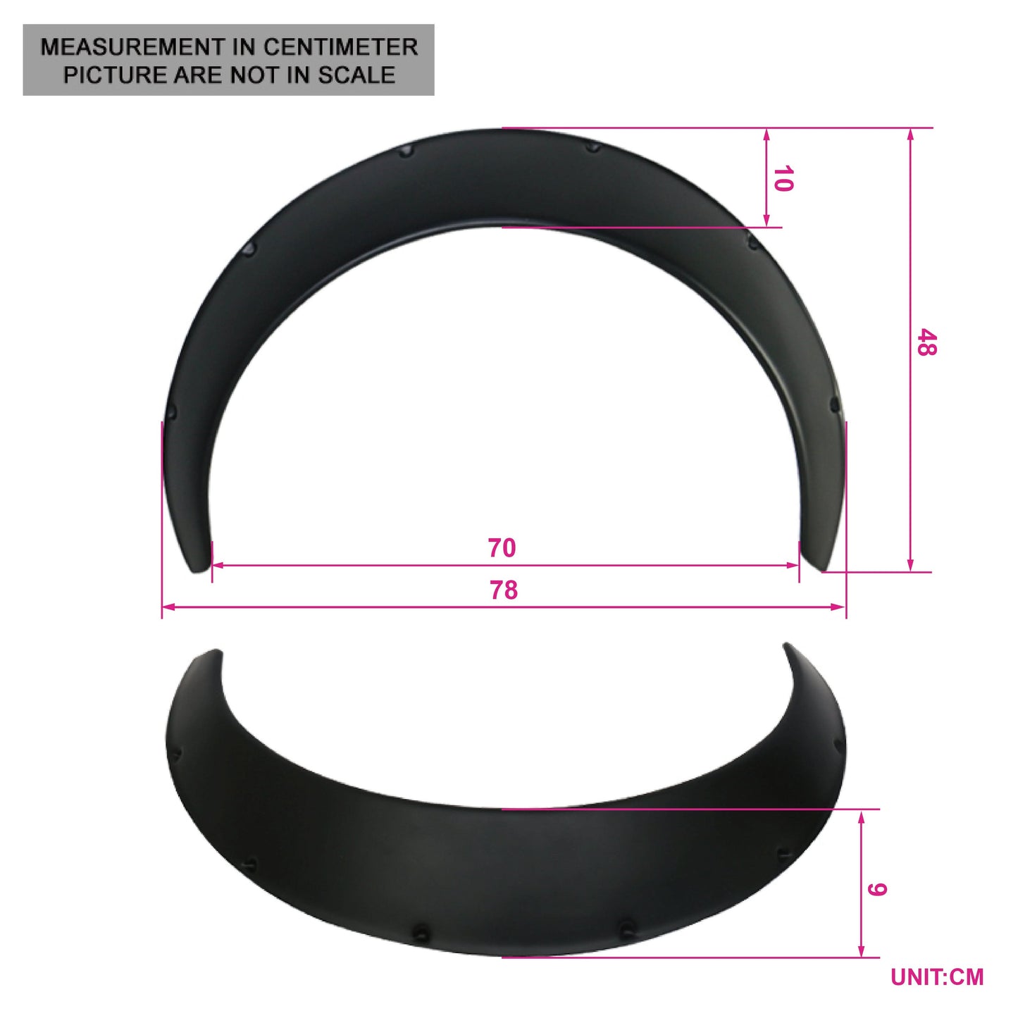 Universal Fit 90MM 2PC Rear Fender Flares Wide Body Wheel Arches PP