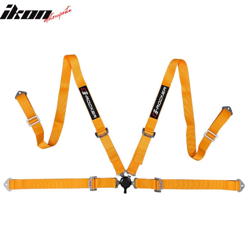 Universal 4 Point Cam-Lock Orange Racing Harness Seat Belt Nylon