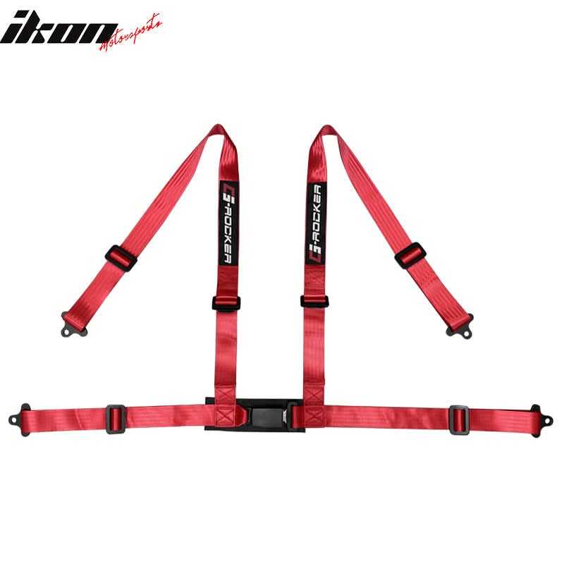 Universal 4 Point Buckle Red Racing Harness Racing Seat Belt Nylon