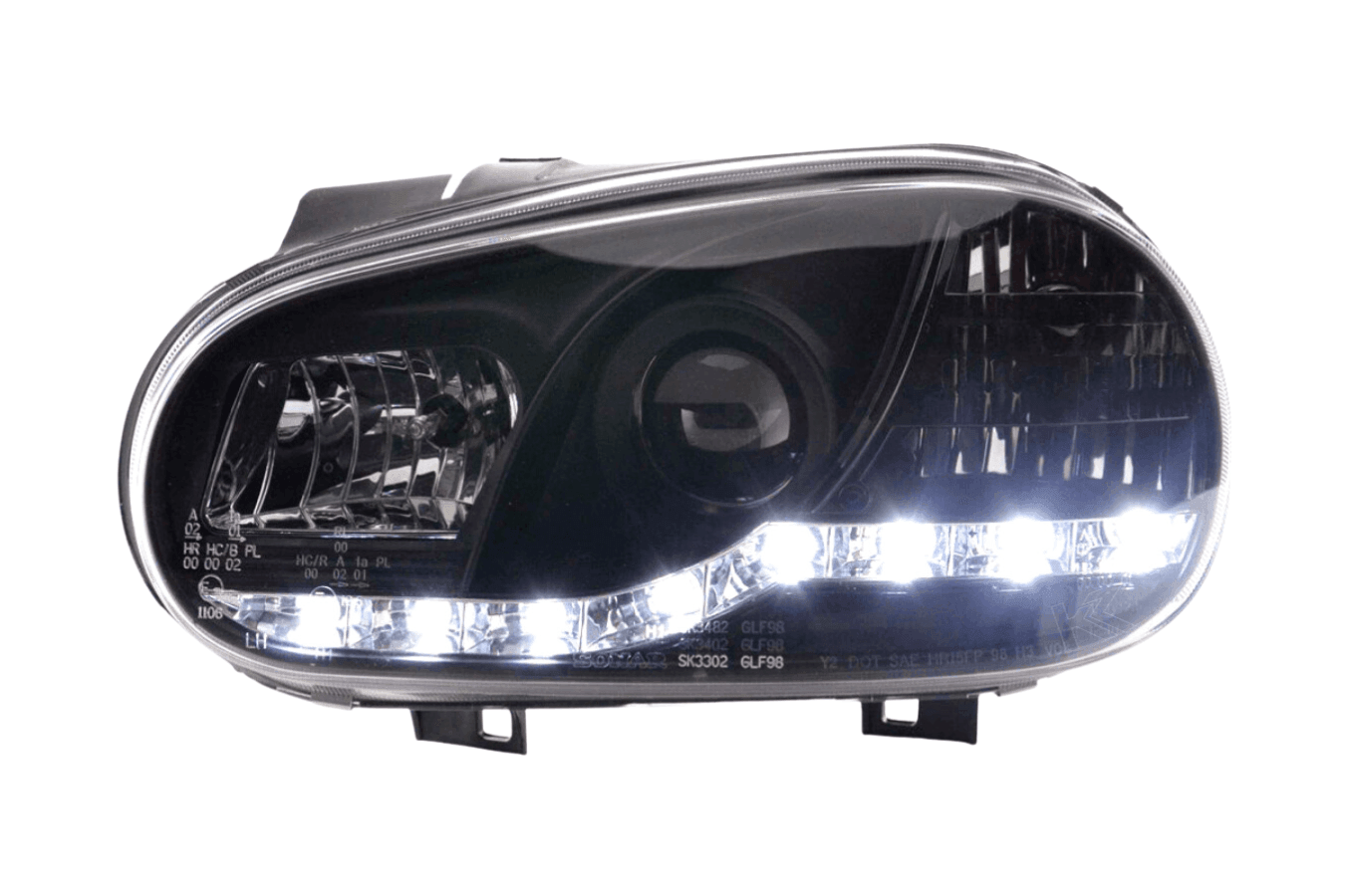 Volkswagen Golf 4 Black LED Headlights with Daytime Running Lights (1997 - 2003)
