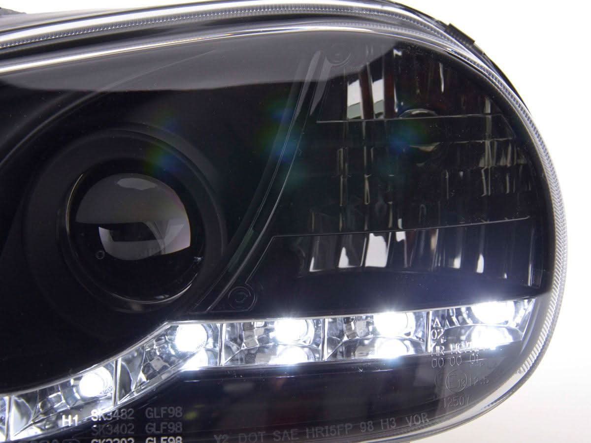 Volkswagen Golf 4 Black LED Headlights with Daytime Running Lights (1997 - 2003)