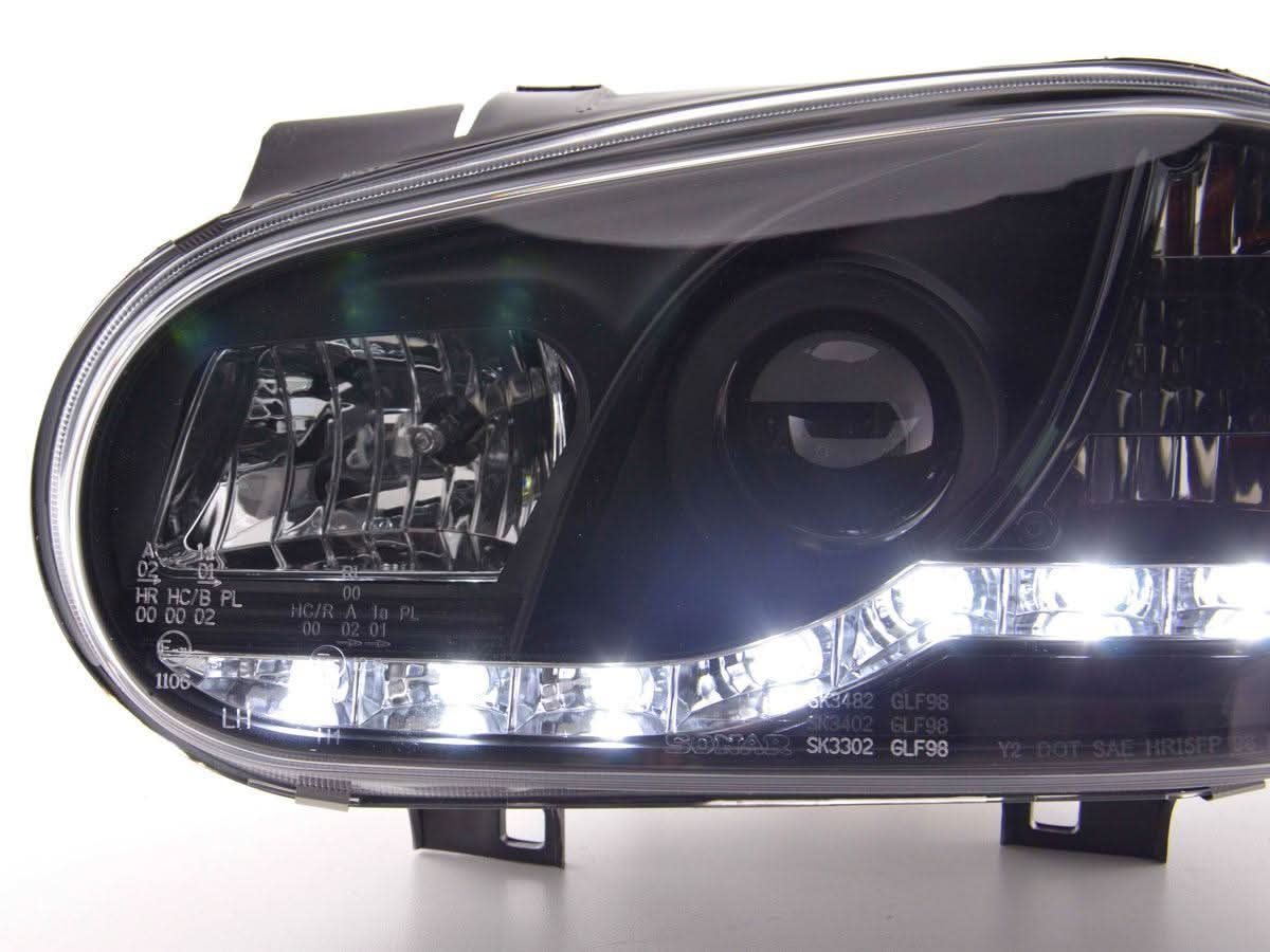 Volkswagen Golf 4 Black LED Headlights with Daytime Running Lights (1997 - 2003)