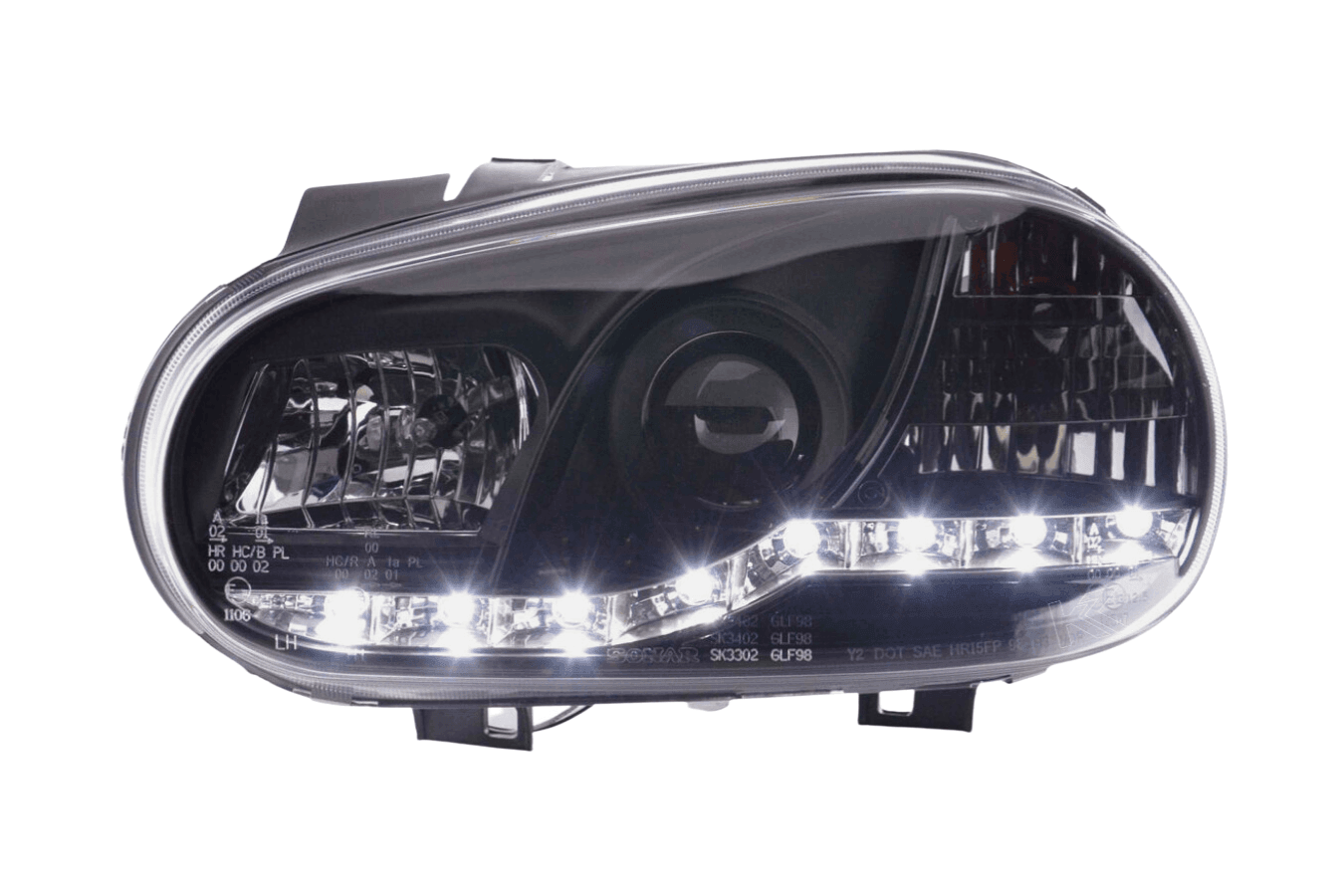 Volkswagen Golf 4 Black LED Headlights with Daytime Running Lights (1998 - 2003)