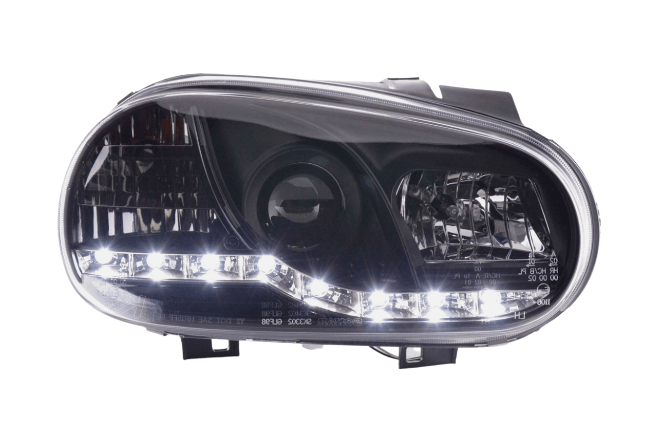 Volkswagen Golf 4 Black LED Headlights with Daytime Running Lights (1998 - 2003)